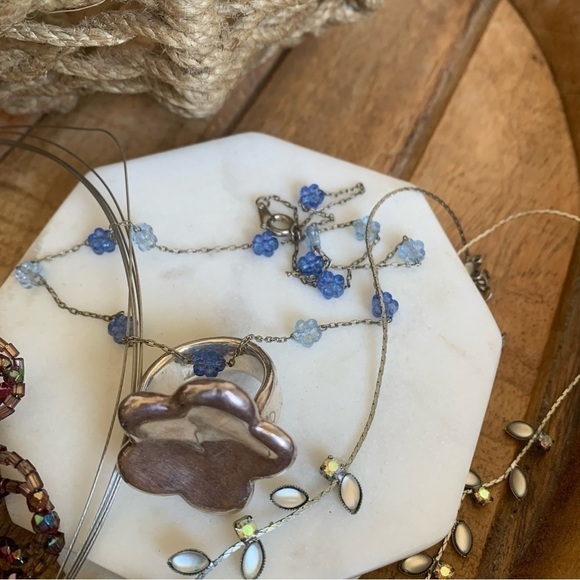 Flowers Fashion Jewelry Lot 7 Piece Necklaces, Earrings, Ring, Brooch - Picture 2 of 12